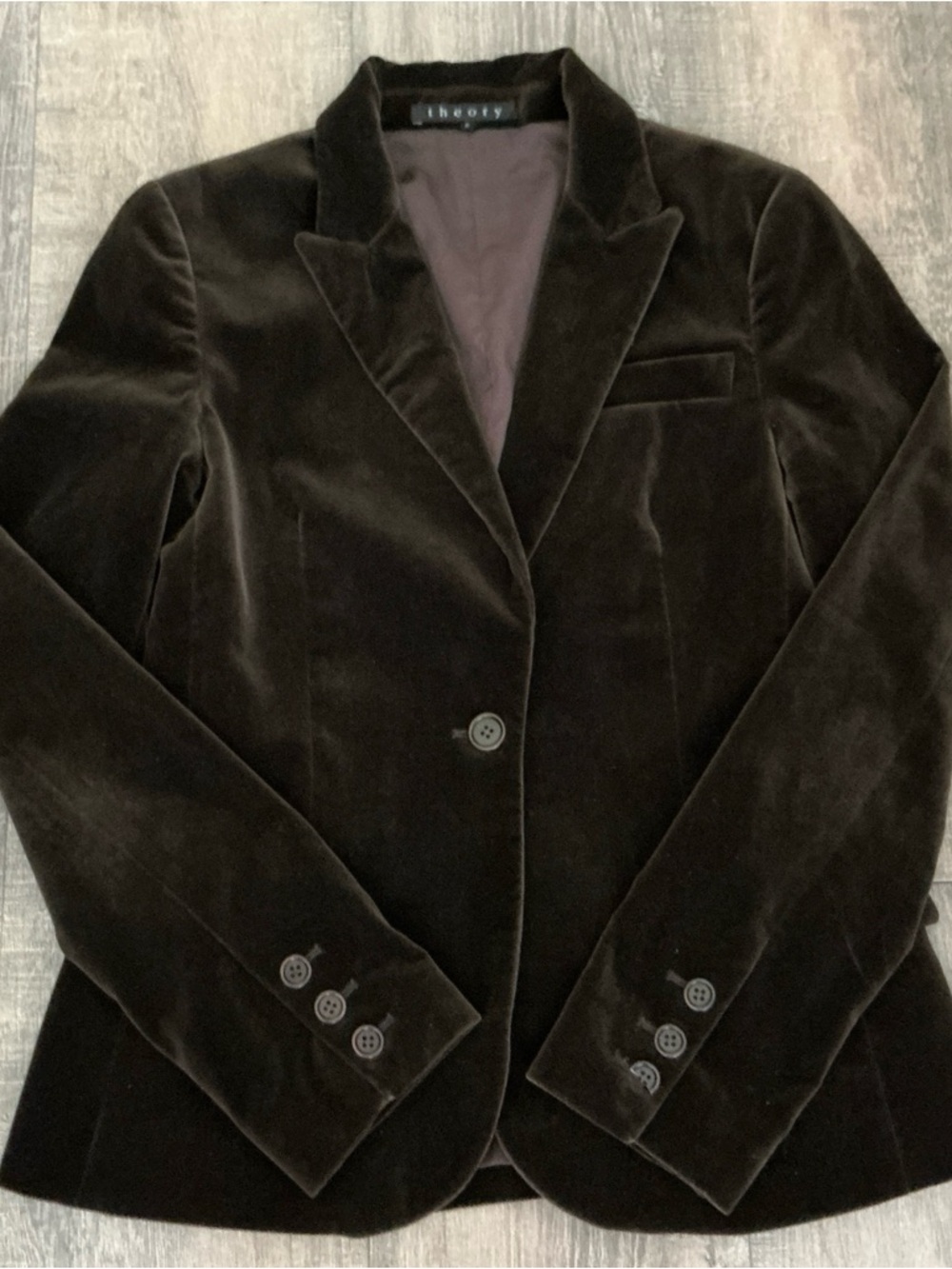 Theory Women's Velvet Blazer in Dark Brown | Size 6